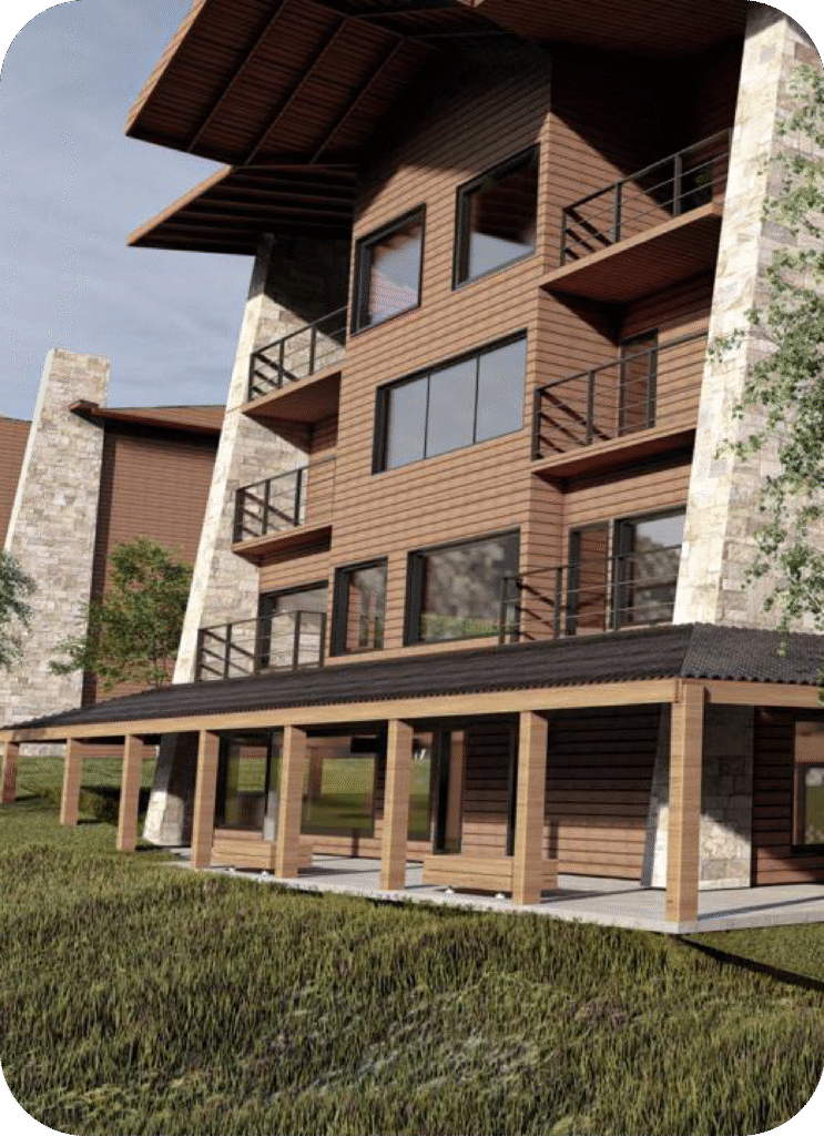 Render detalle exterior edificio